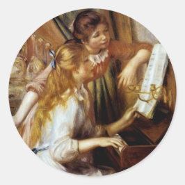 Adesivo Redondo Meninas no Piano