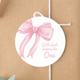 Adesivo Redondo Meninas Querem Ser Um Laço Rosa Coquette Aniversár