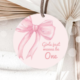 Adesivo Redondo Meninas Querem Ser Um Laço Rosa Coquette Aniversár
