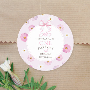 Adesivo Redondo Meninas Querem Ser Uma Floral Chique Um Aniversári