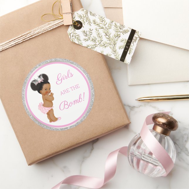 Adesivo Redondo Meninas são a bomba! Bath Gift Etc Pink Silver (Presentear)