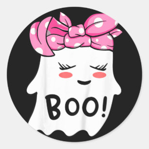 Adesivo Redondo Meninas Toddler Feliz Fantasma De Halloween Com Ba