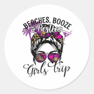 Adesivo Redondo Meninas Viajam Melhor Amiga Beaches Booze E Bestie