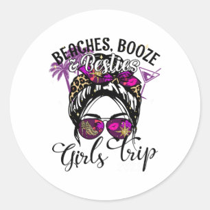 Adesivo Redondo Meninas Viajam Melhor Amiga Beaches Booze E Bestie