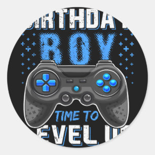 Adesivo Redondo Menino Aniversariante Gamer Subiu de Level - Clic