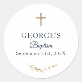 Adesivo Redondo Menino Batismo Personalizado elegante