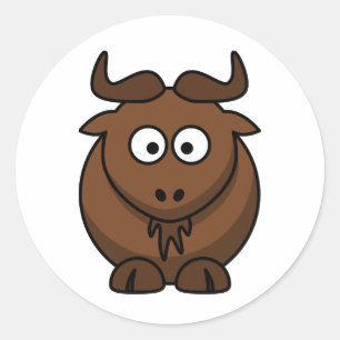 Adesivo Redondo Menino bonito do Gnu dos desenhos animados do