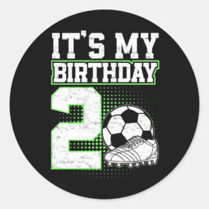 Adesivo Redondo Menino de 2 Anos de Futebol É Meu 2º Aniversário F