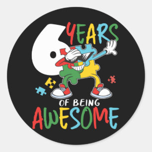 Adesivo Redondo Menino De 6 Anos De Aniversário Ou Menina Autismo