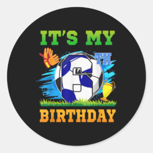 Adesivo Redondo Menino de 6 anos É meu 6º aniversário Tema de fute
