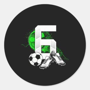 Adesivo Redondo Menino de 6 anos jogador de futebol no aniversário