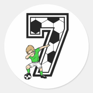Adesivo Redondo Menino de 7 Anos Jogador de Futebol 7º Aniversário