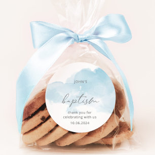 Adesivo Redondo Menino de céu azul mínimo batismo 