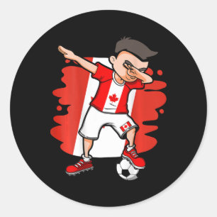 Adesivo Redondo Menino de Futebol Dabbing - Jersey Canadá Amantes