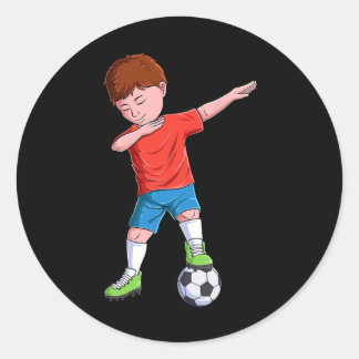 Adesivo Redondo Menino de Futebol Dabbing Jogador de Futebol Futeb