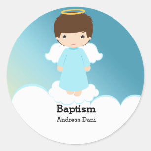Adesivo Redondo Menino do anjo do baptismo