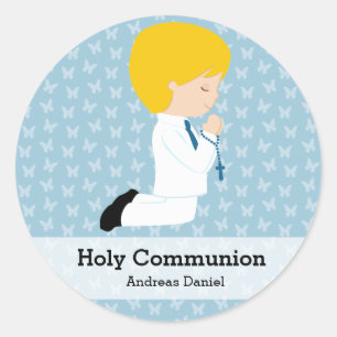 Adesivo Redondo Menino do comunhão santamente * escolha sua cor d