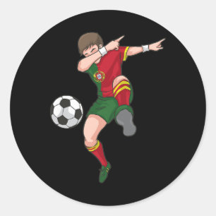 Adesivo Redondo Menino do Futebol a Dabbing Camisola de Futebol de