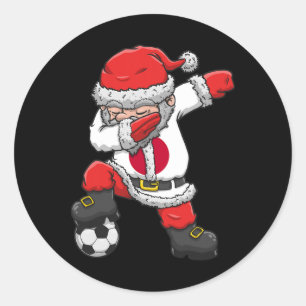 Adesivo Redondo Menino do Futebol Dabbing Papai Noel Natal Japão F