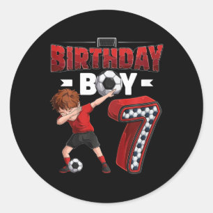 Adesivo Redondo Menino Fazendo Dab Kids de 7 Anos Jogador de Futeb