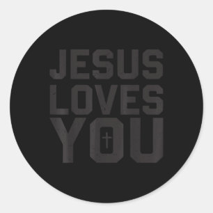 Adesivo Redondo Menino Jesus Te Ama Homens Cristãos Minimalistas J