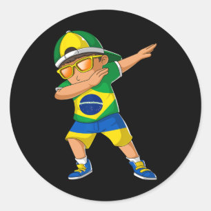 Adesivo Redondo Menino Metade Brasileiro Metade Ucraniano Brasil U