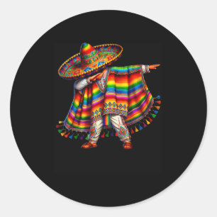 Adesivo Redondo Menino mexicano fazendo dab com poncho cinco de ma