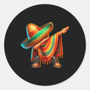 Adesivo Redondo Menino Mexicano Fazendo Dabbing com Poncho Cinco D
