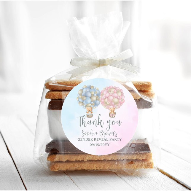 Adesivo Redondo Menino ou Menina Festa de Chá de fraldas de Revela (Criador carregado)