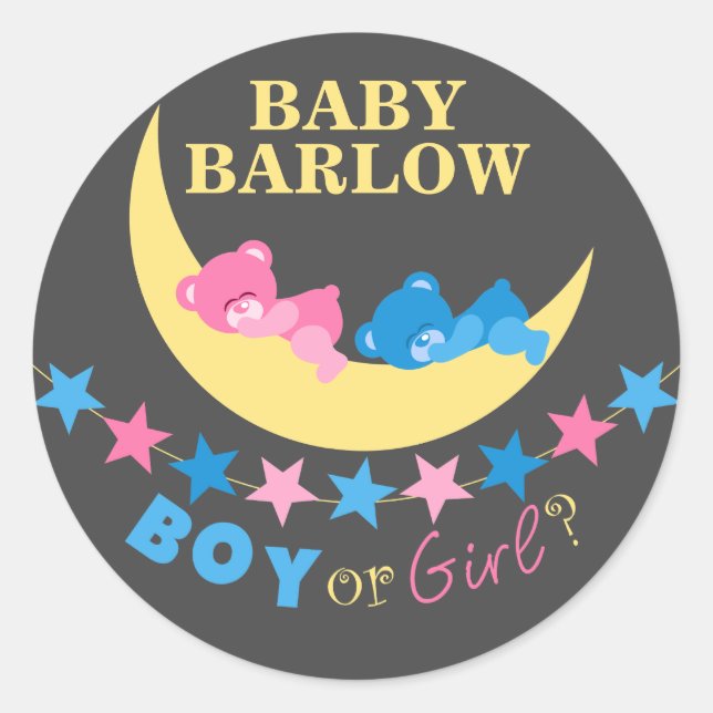 Adesivo Redondo Menino Ou Menina Ursos De Teddy Na Revelação Do Gê (Frente)