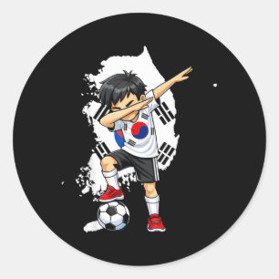Adesivo Redondo Menino sul-coreano de camisola de futebol Dabbing