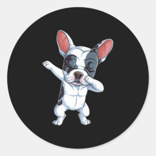 Adesivo Redondo Meninos Bulldog Franceses Cachorros