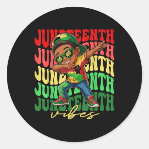 Adesivo Redondo Meninos Dabbing Black King Melanin Juneteten Vibes