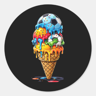 Adesivo Redondo Meninos e Meninas de Futebol Drip Sorvete Drip Com
