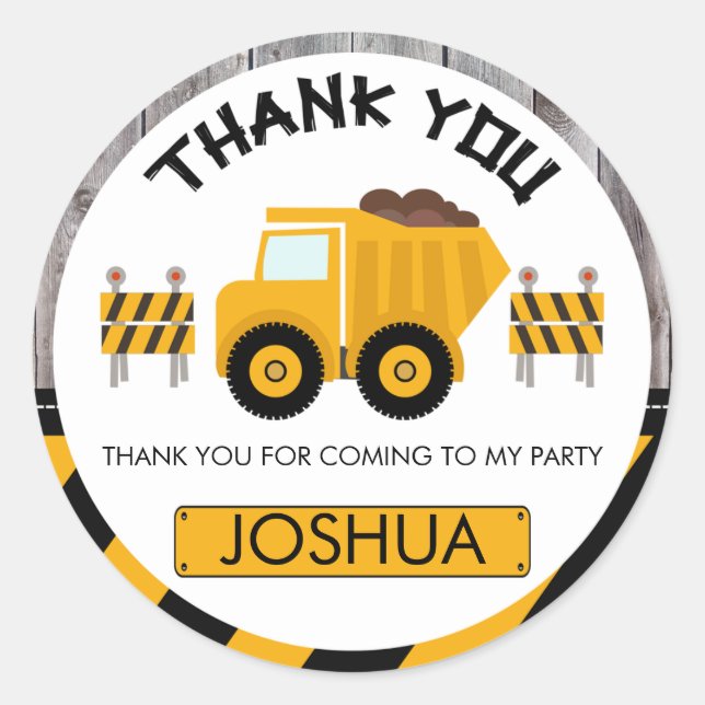 Adesivo Redondo Meninos Em Construção Aniversário Favor Vinheta (Frente)