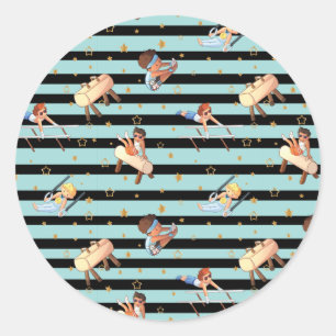 Adesivo Redondo Meninos ginástica Anéis paralelos Bares Pommel Hor