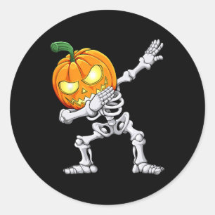Adesivo Redondo Meninos Halloween Dabbing Skeleton Assustador Jack