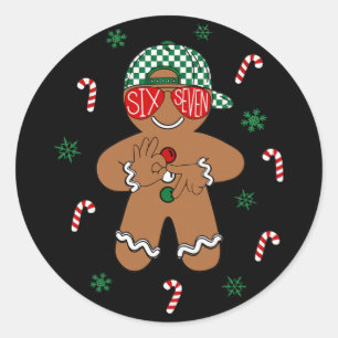 Adesivo Redondo Meninos Natal Masculino 6 7 Biscoito Engraçado Mem