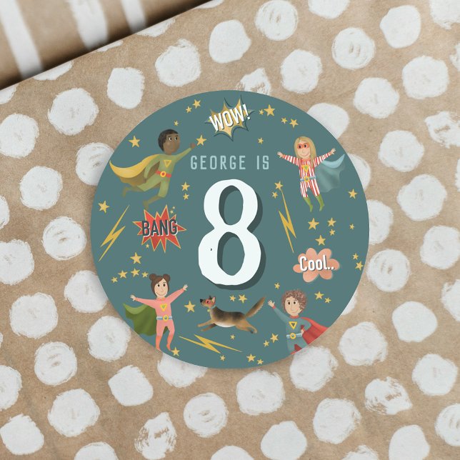 Adesivo Redondo Meninos Super Heróis Aniversário (Criador carregado)