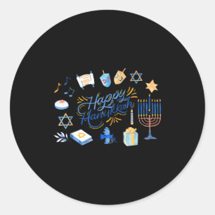 Adesivo Redondo Menorá Engraçada Hanukkah 2025 Meowzel Chanukah Ju