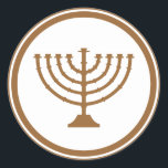 Adesivo Redondo Menorah<br><div class="desc">Este é um Menorah de bronze,  um símbolo tradicional judeu,  para Chanucá ou qualquer ocasião.</div>