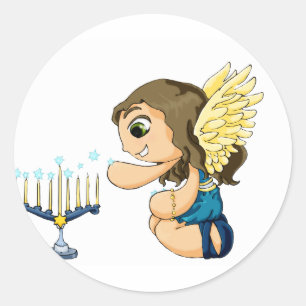 Adesivo Redondo Menorah Angel