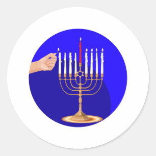Adesivo Redondo Menorah no azul