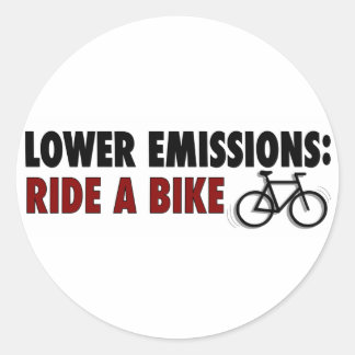 Adesivo Redondo Menos Emissões De Uma Bicicleta