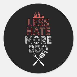 Adesivo Redondo Menos ódio Mais Cozinhar Chefe de Churrasco  Arte 