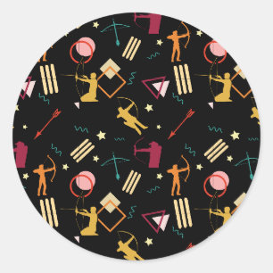 Adesivo Redondo Mens Archery - Boys Arco n Arrow Abstrato Art
