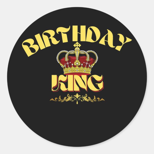 Adesivo Redondo Mens BIRTHDAY KING Crown  (Frente)