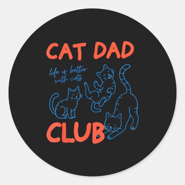 Adesivo Redondo Mens Cat Dad Club Funny Cat Meme Fathers Day Cat L (Frente)