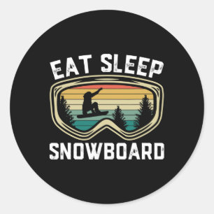 Adesivo Redondo Mens Comem Snowboard Engraçado Retro Snowboard