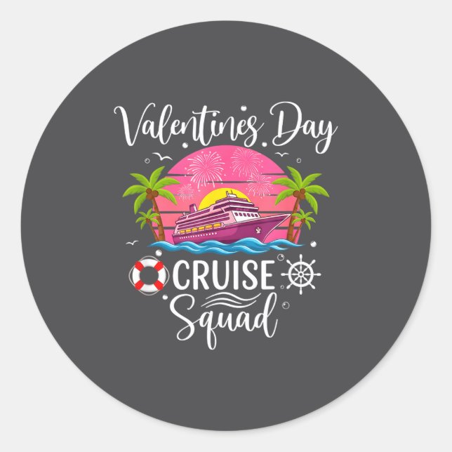 Adesivo Redondo Mens Cute Valentines Day Cruise Squad 20026 Design (Frente)
